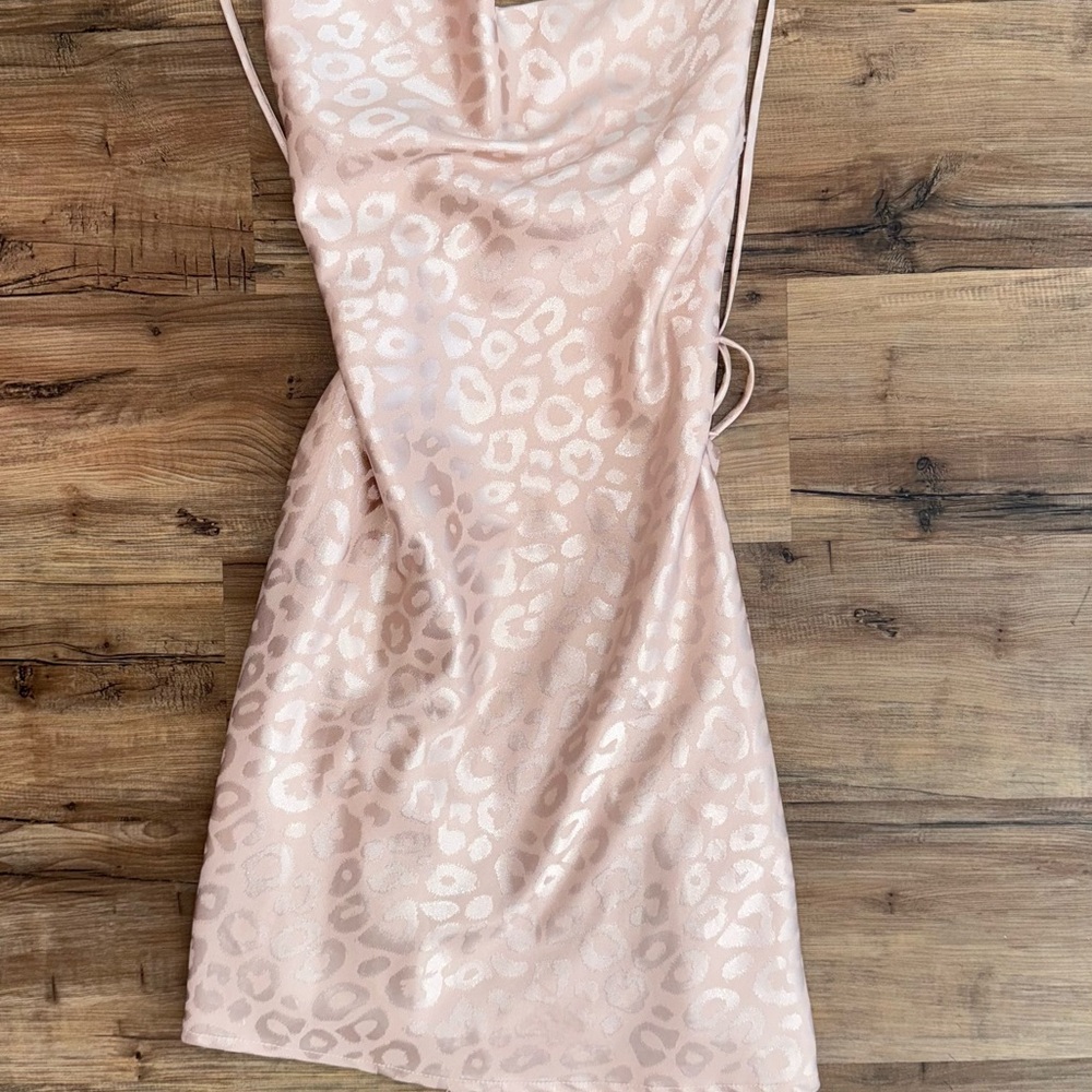 Beginning Boutique Pink Leopard Print Satin Dress